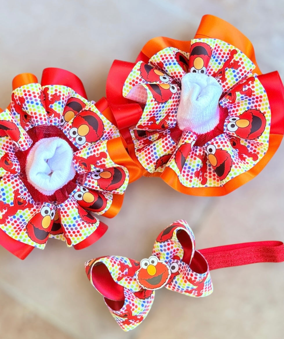 Elmo Ruffle Socks, Elmo Tutu Socks, Elmo Hair Accessory