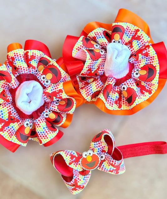 Elmo Ruffle Socks, Elmo Tutu Socks, Elmo Hair Accessory