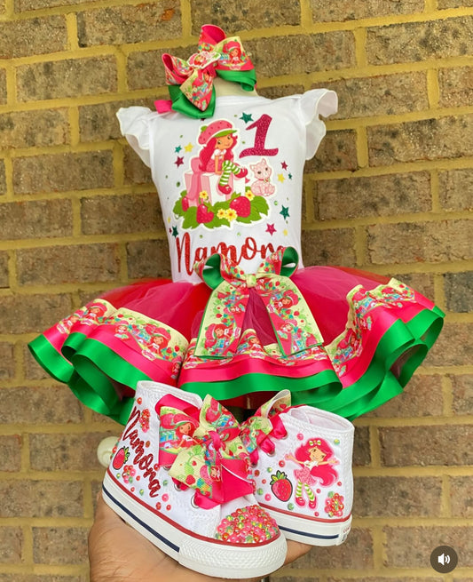 Strawberry shortcake Tutu Outfit, strawberry tutu strawberry outfit Strawberry shortcake tutuset with shoes