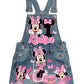 Minnie Mouse Denim overall outfit, jeans overall dress, Minnie mouse birthday jeans dress