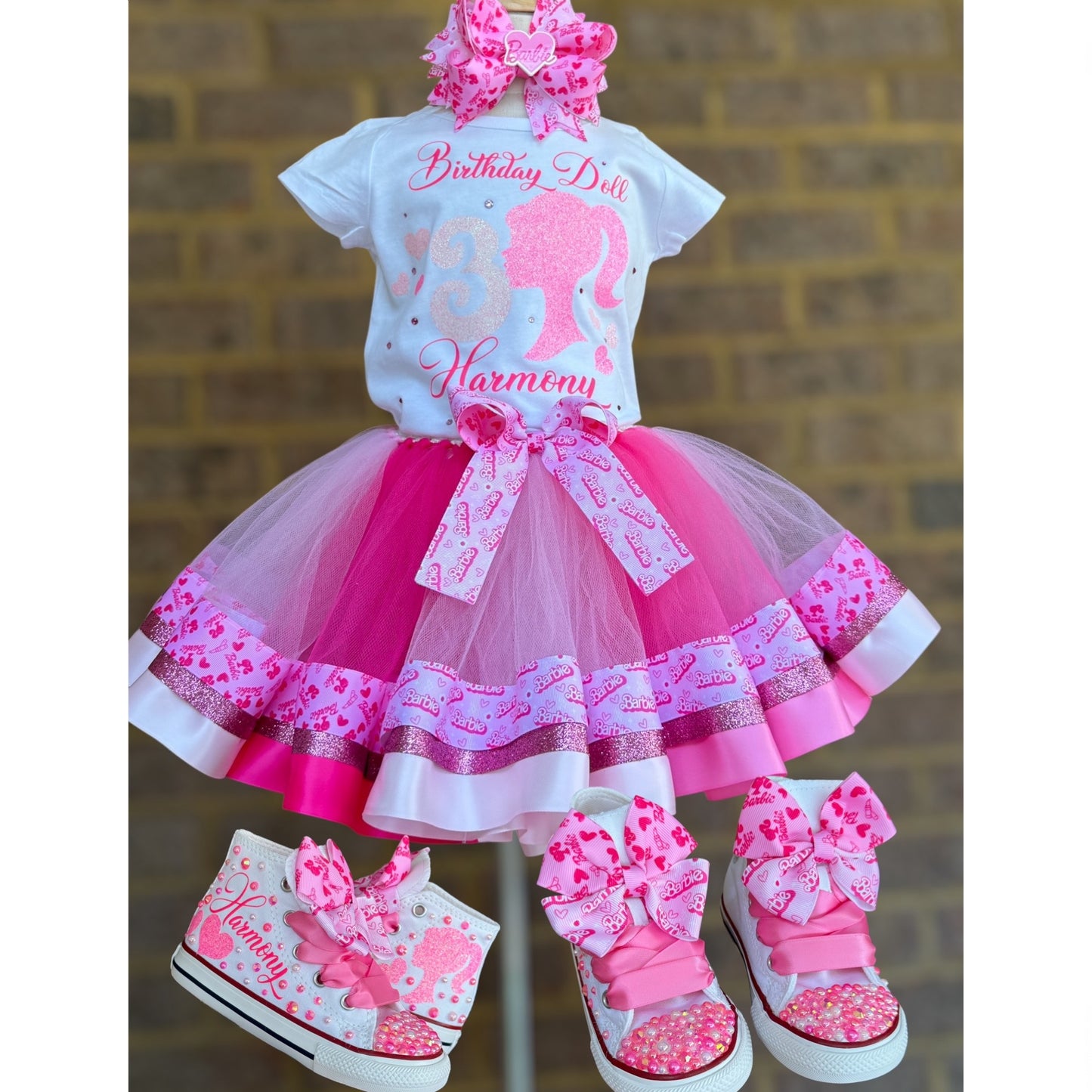 Barbie Tutu Outfit Set (3 layer Ribbon Trimmed tutu outfit)