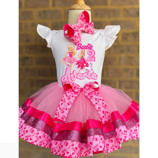 Barbie Tutu Outfit Barbie Girl tutu Birthday tutu Barbie tutu set