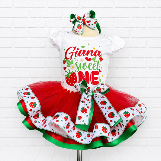 Strawberry Tutu outfit, strawberry tutu set, Strawberry birthday tutu outfit