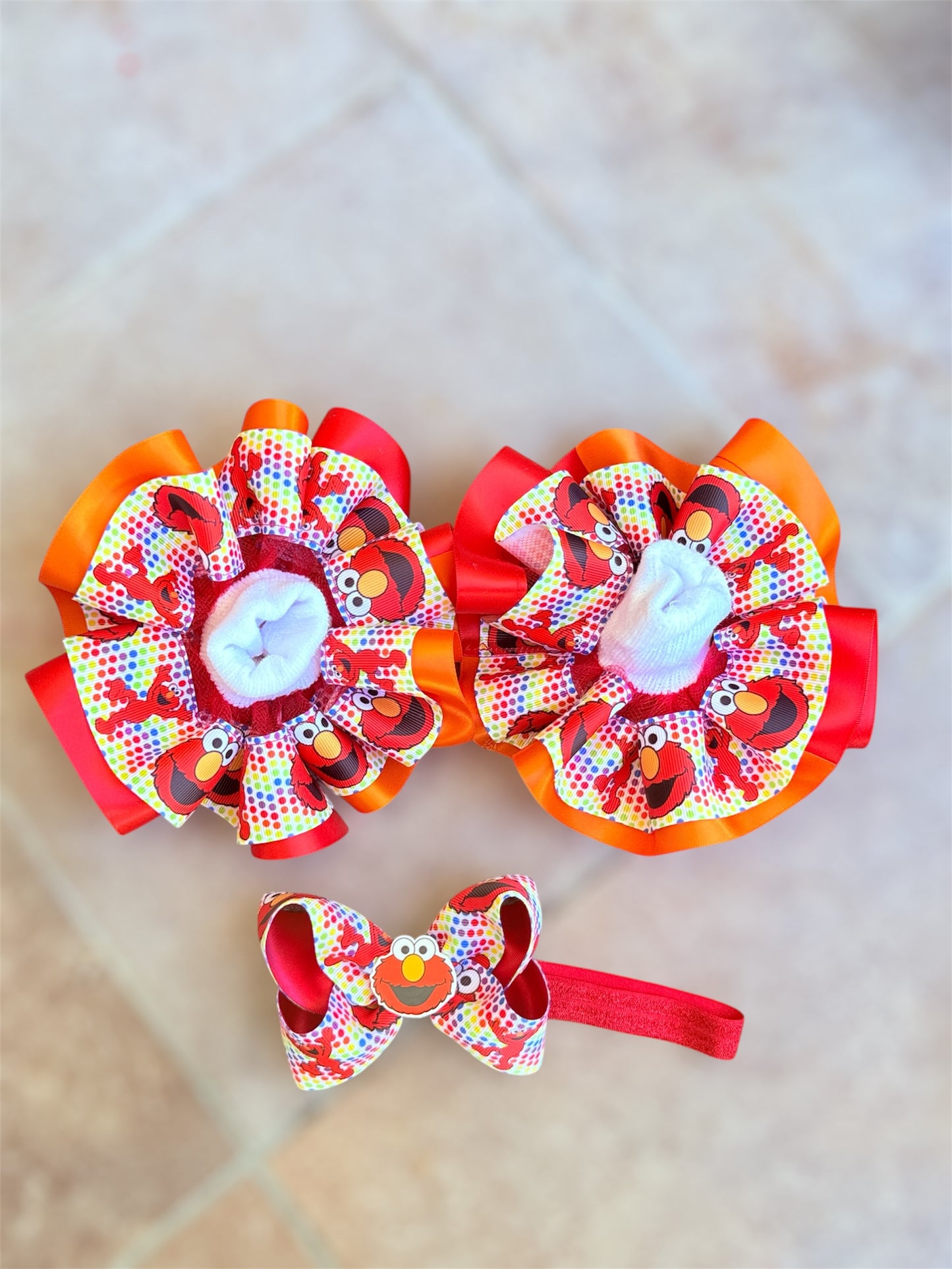 Elmo Ruffle Socks, Elmo Tutu Socks, Elmo Hair Accessory