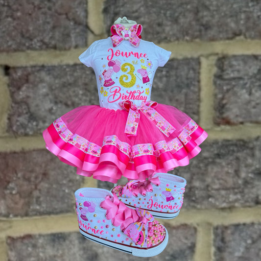 Peppa Pig tutu set Peppa pig tutu outfit Peppa pig Birthday outfit