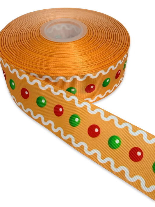 Ginger Bread Ribbon, 🟢 1.5 inch Ribbon Christmas Ribbon