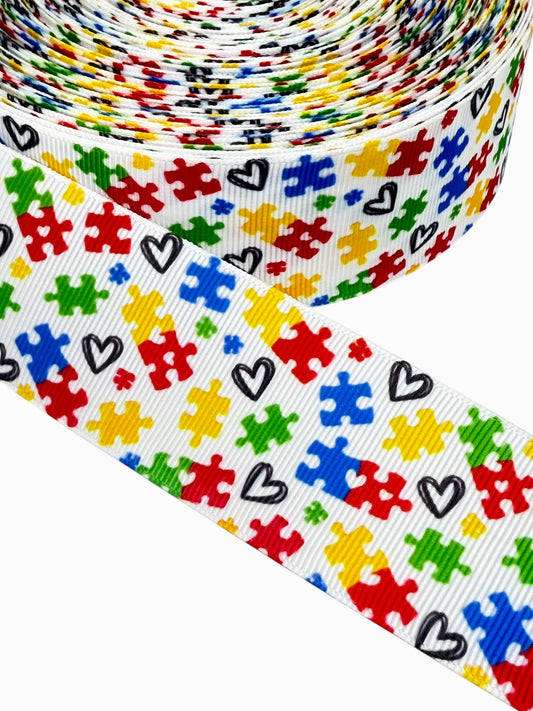 Autism Ribbon (1.5 inch/ 38mm ) 🟢