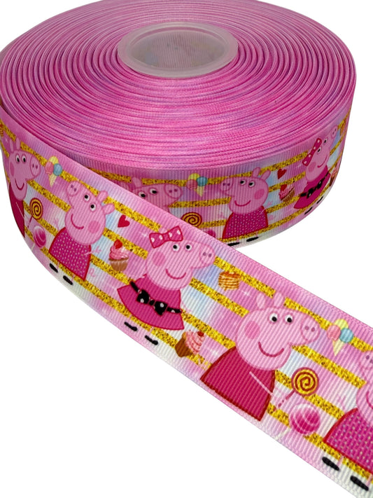 Peppa Pig Ribbon (1.5 inch / 38mm) 🟢