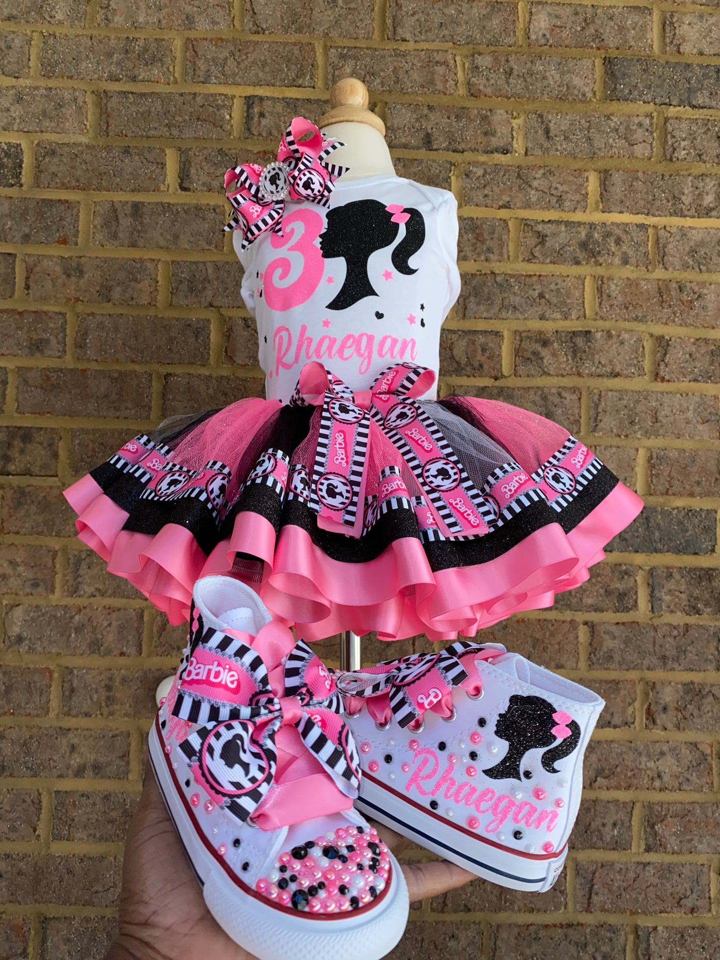 Barbie Tutu Outfit Set (3 layer Ribbon Trimmed tutu outfit)