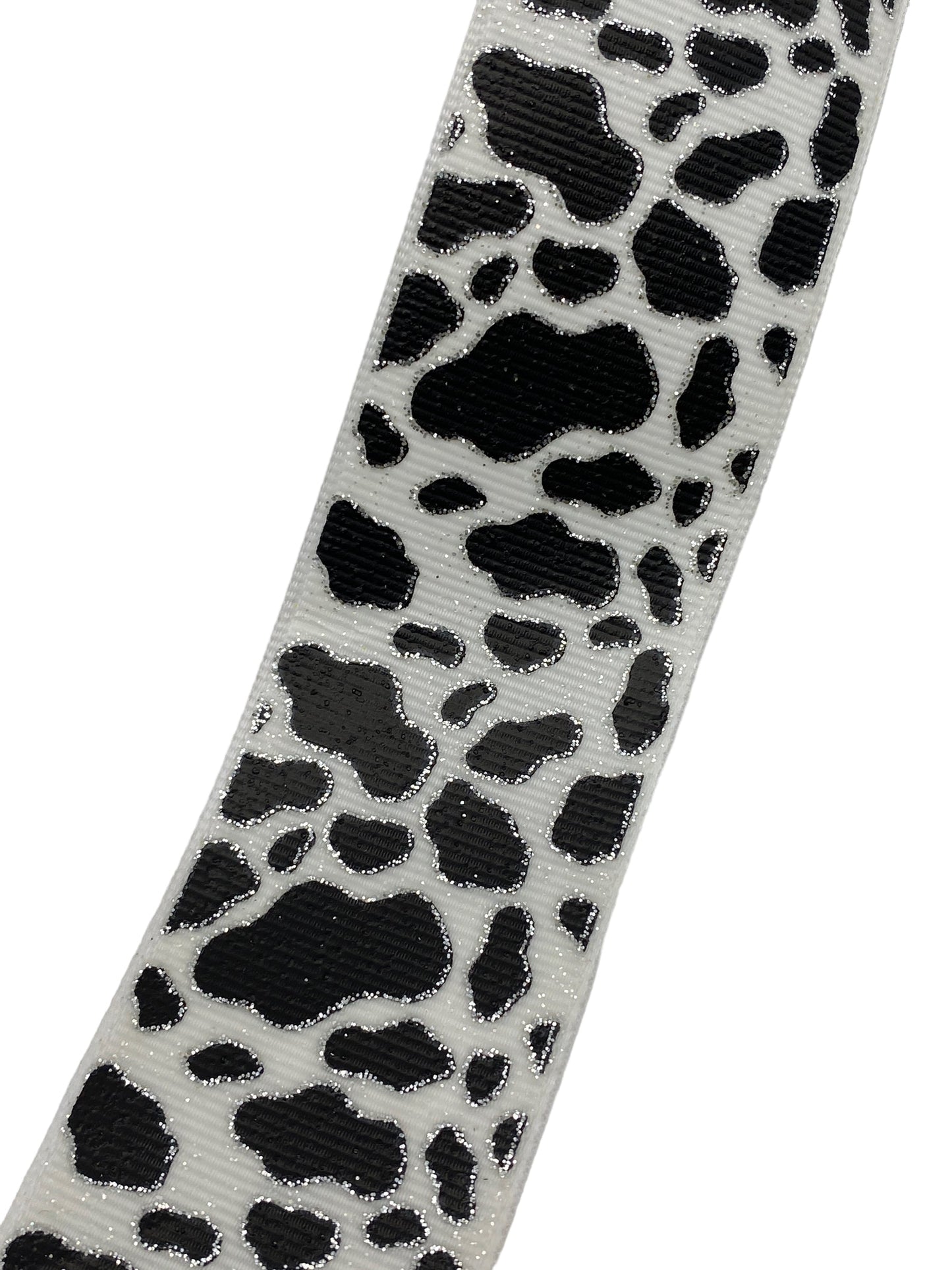 Cow Print  Ribbon with sliver lining (38mm /1.5 inches) because of the glitter this is super stiff