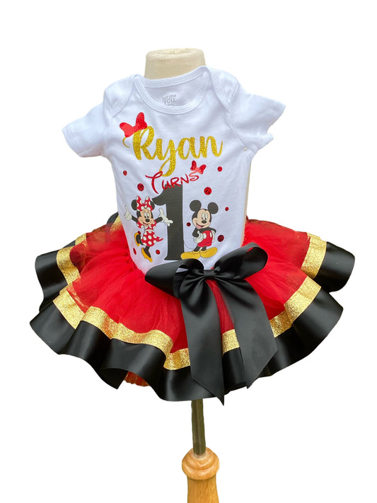 1 Layer Ribbon Trimmed tutu outfit Minnie Outfit 6