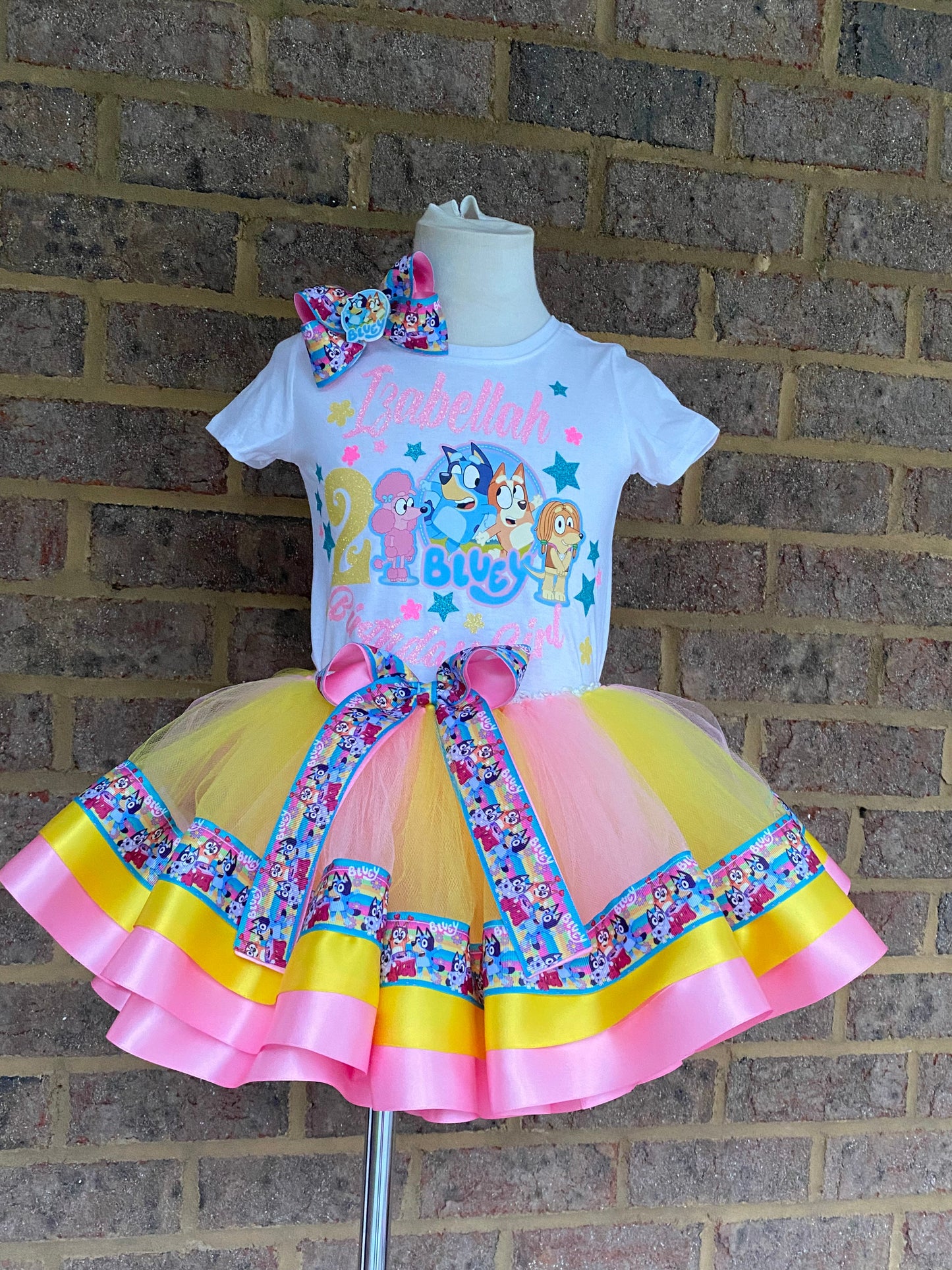 Bluey Tutu Outfit (3 layer Ribbon Trimmed tutu outfit)