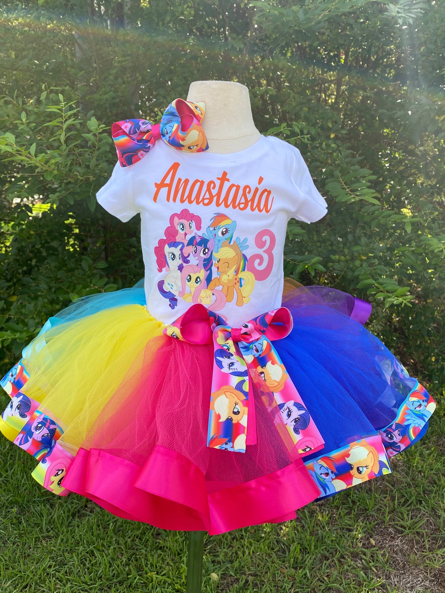 My Little Pony Tutu Outfit (3 layer Ribbon Trimmed tutu outfit)