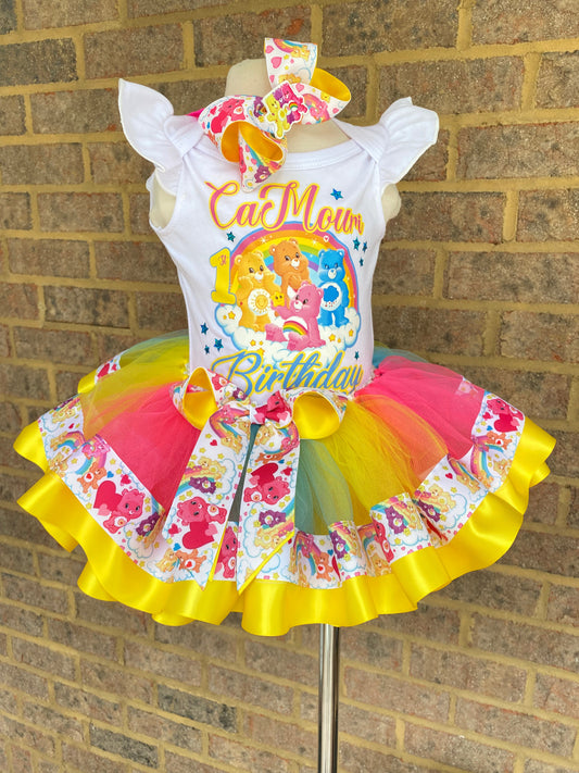 Carebear Tutu Outfit (3 layer Ribbon Trimmed tutu outfit) Carbear4