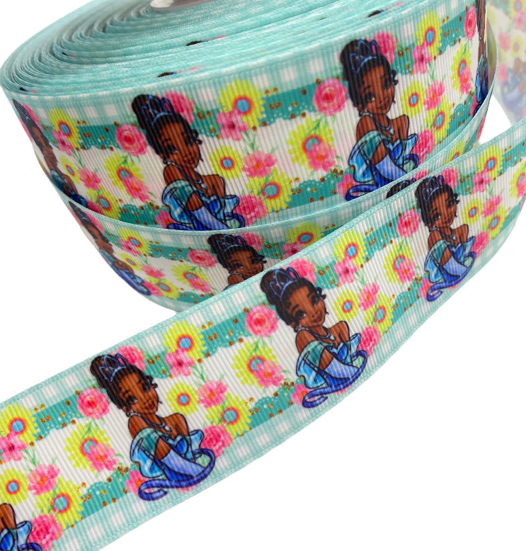 Princess Ribbon, Princess Tiana Ribbon. 1.5 inches / 38mm