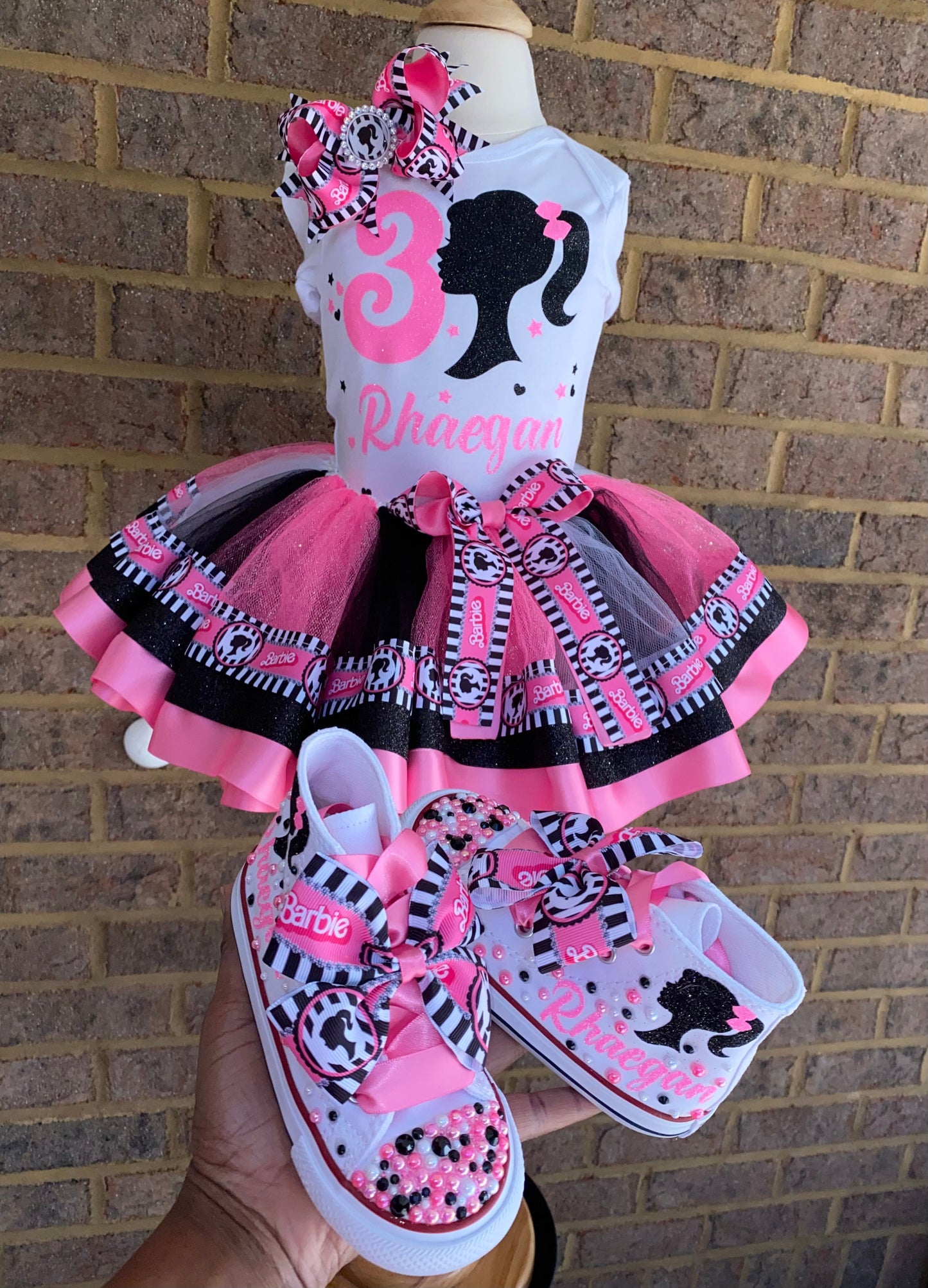 Barbie Tutu Outfit Set (3 layer Ribbon Trimmed tutu outfit)