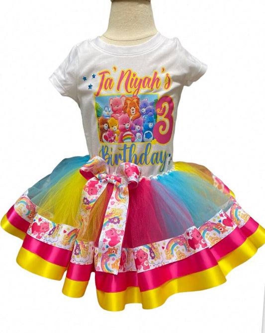 Carebear Tutu outfit (1 Layer Ribbon Trimmed tutu) Carbear3