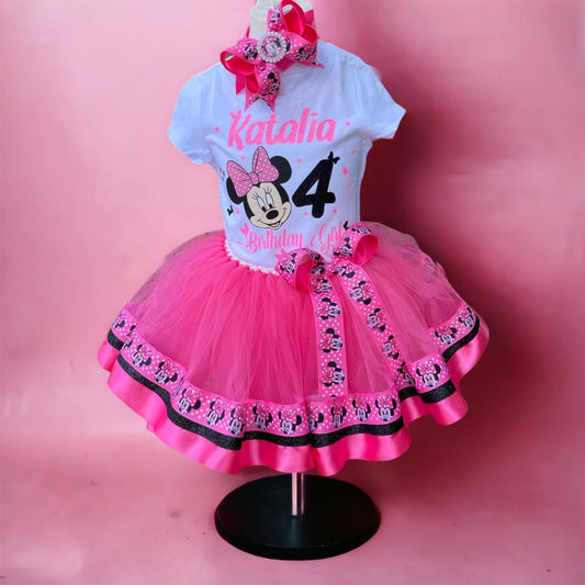 Minnie Tutu Outfit (3 layer Ribbon Trimmed tutu outfit) Minnie Outfit 5