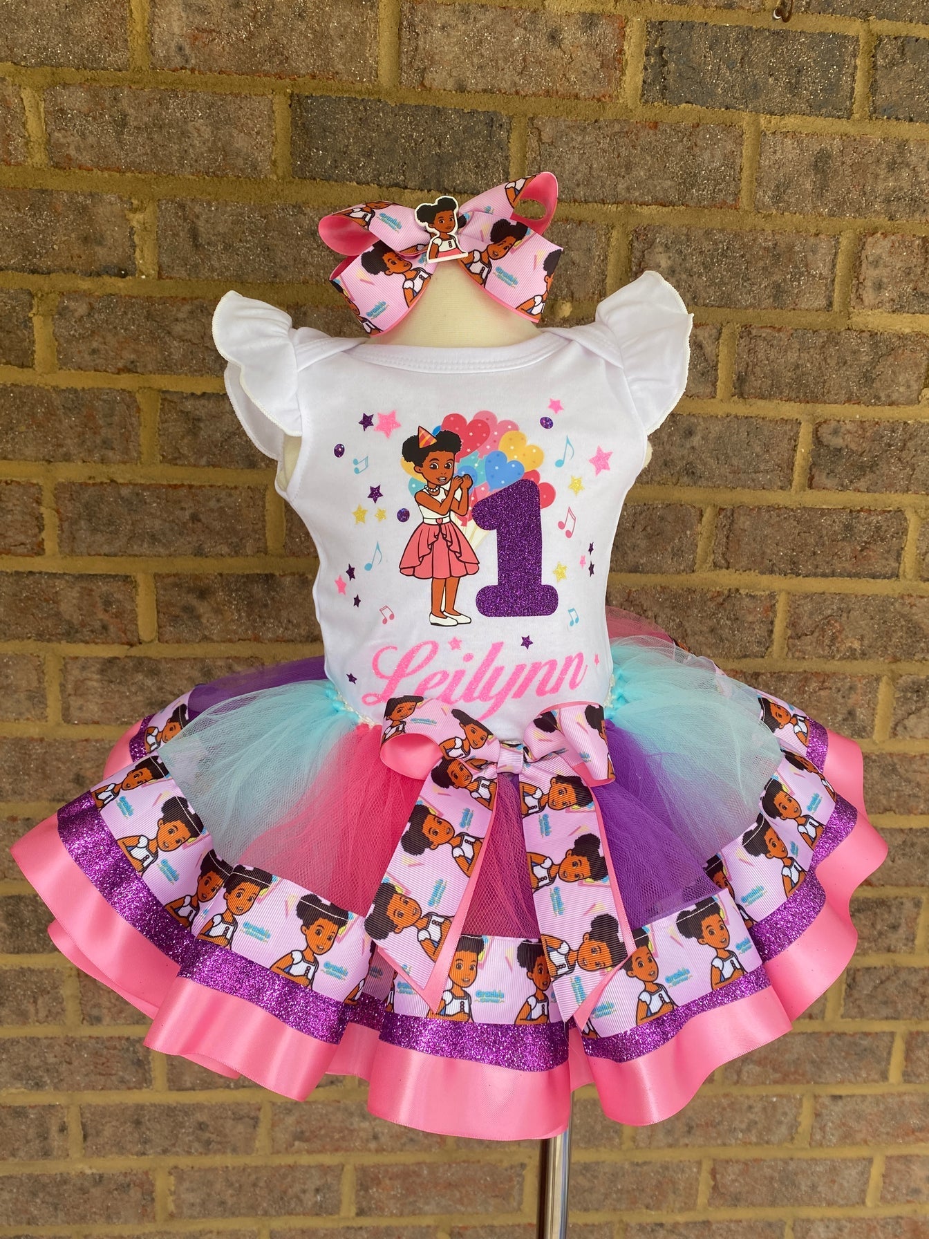 Gracie Corner 3 layer Ribbon Trimmed tutu outfit. Gracie2