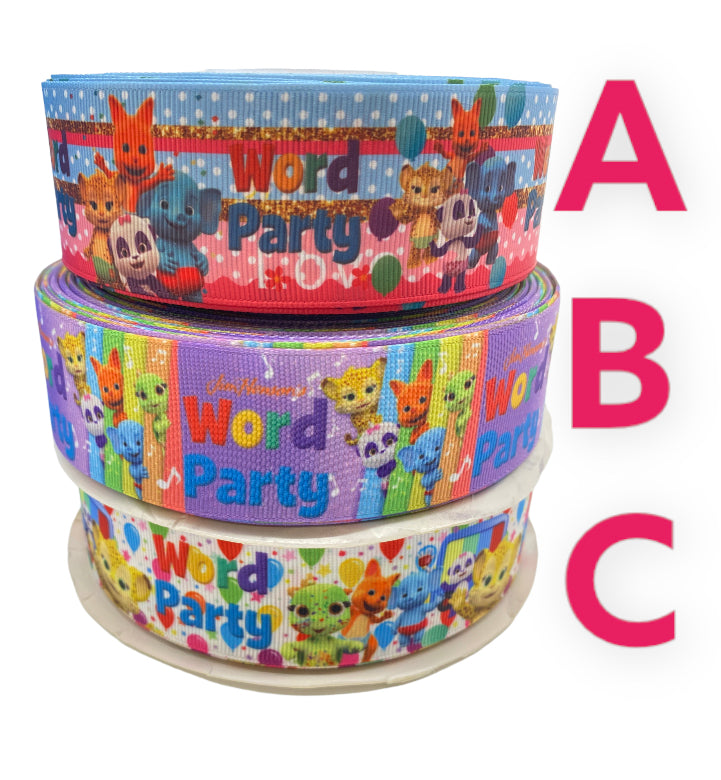 Word Party Ribbon (1.5 inch/ 38mm) 1 yard