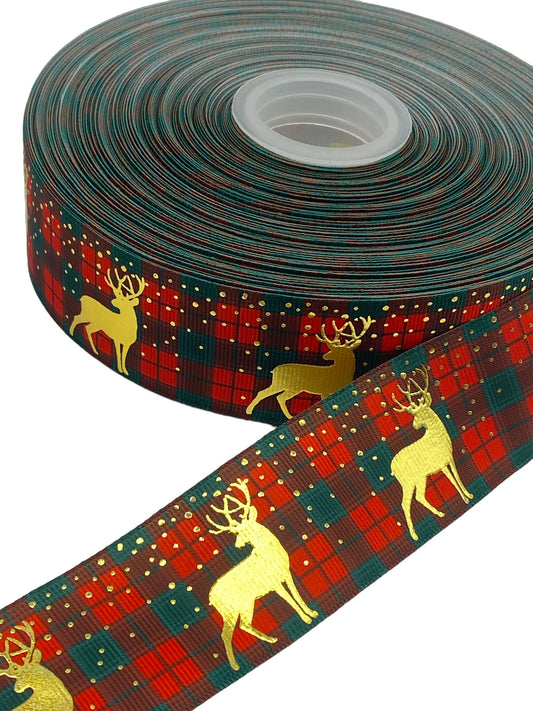 Christmas Riendeer Ribbon (38mm/ 1.5 inches, Foil Ribbon )