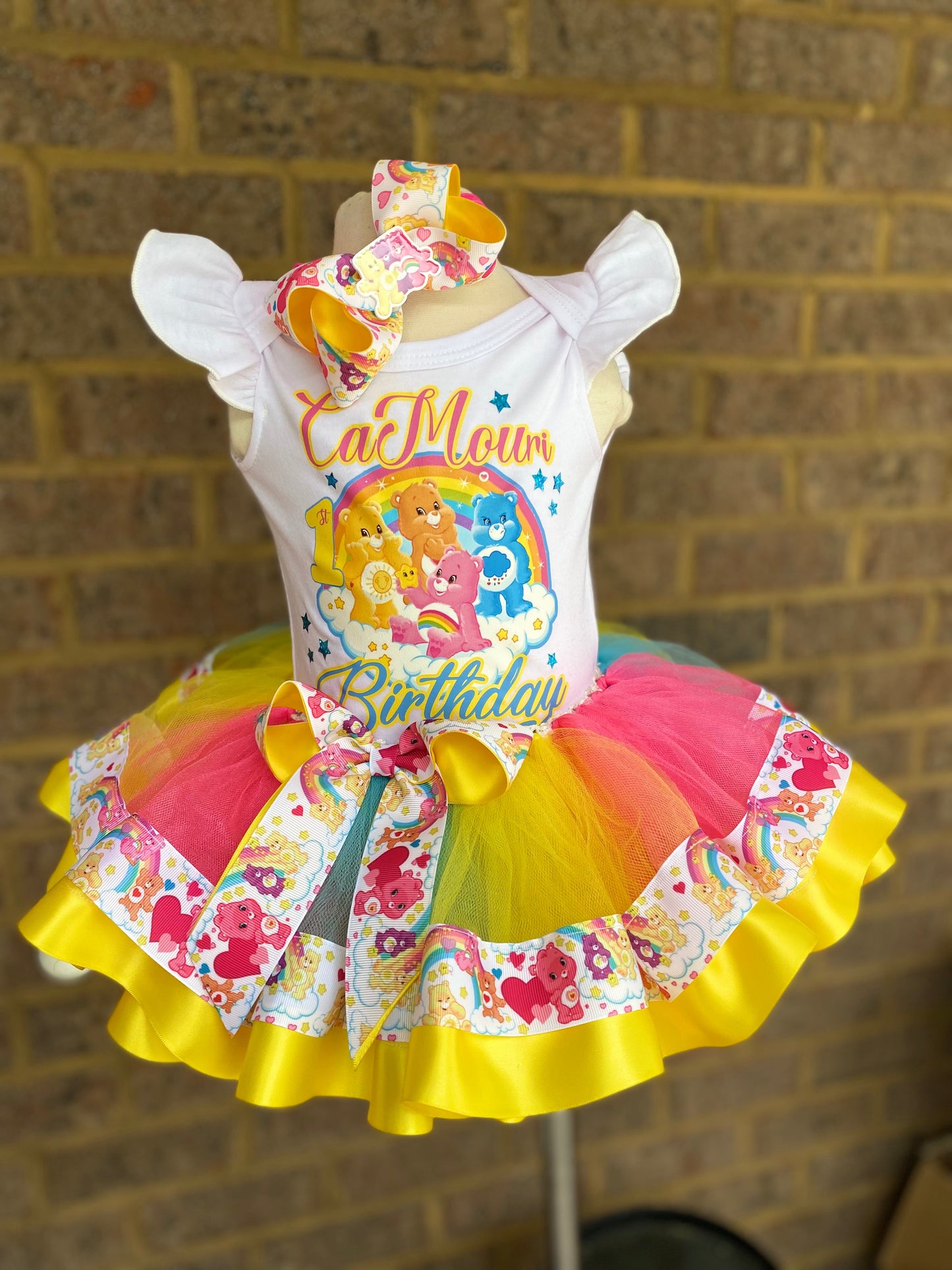 Carebear Tutu Outfit (3 layer Ribbon Trimmed tutu outfit) Carbear4