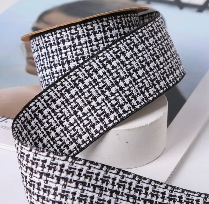 Black and white ribbon (3 yards) 38mm/1.5 inch Ribbon