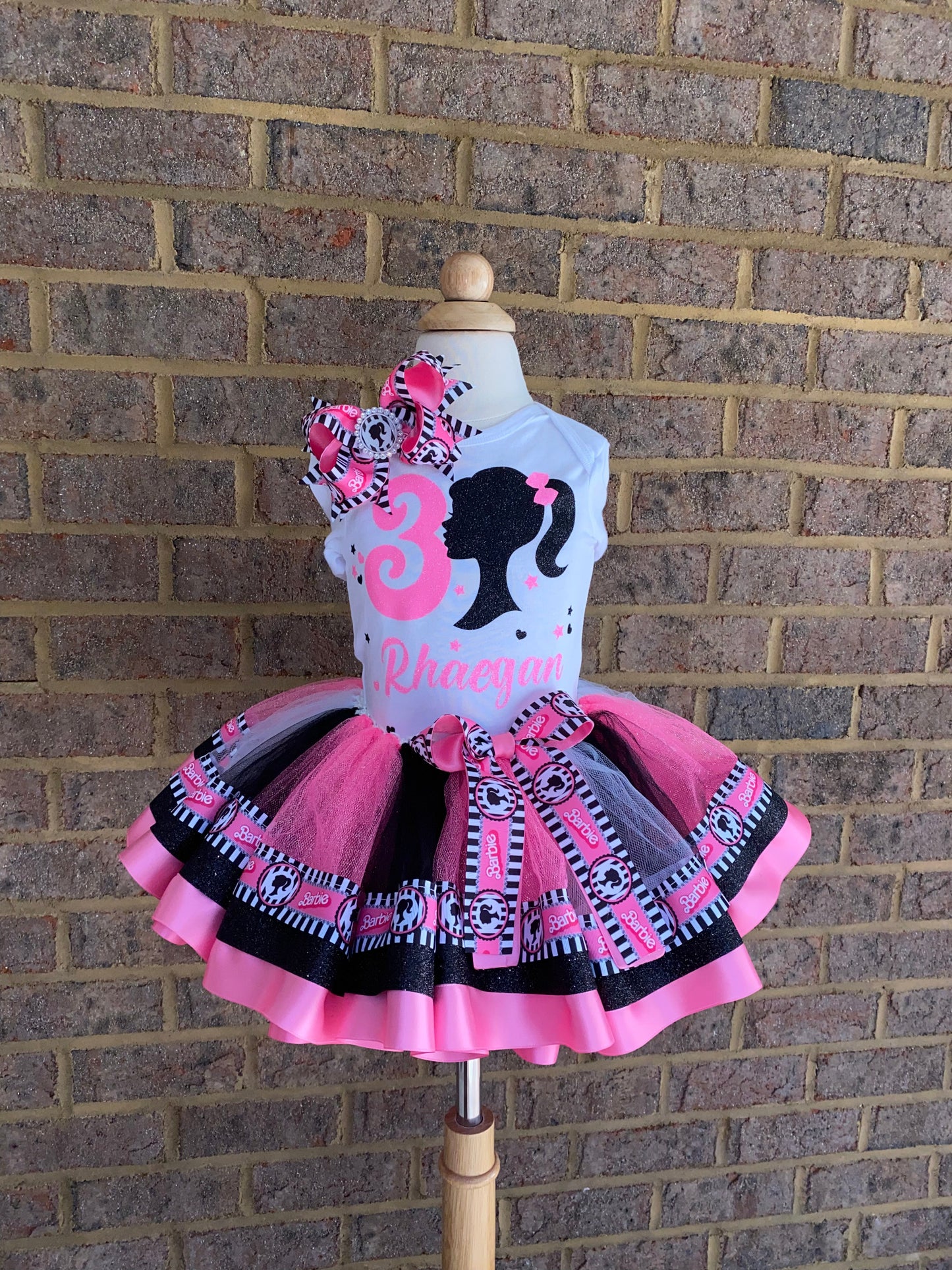 Barbie Tutu Outfit (3 layer Ribbon Trimmed tutu outfit)